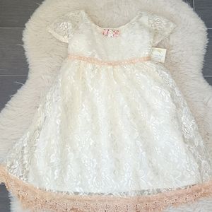 Lace Wedding Christening Vintage-look Dress, sz 2-3